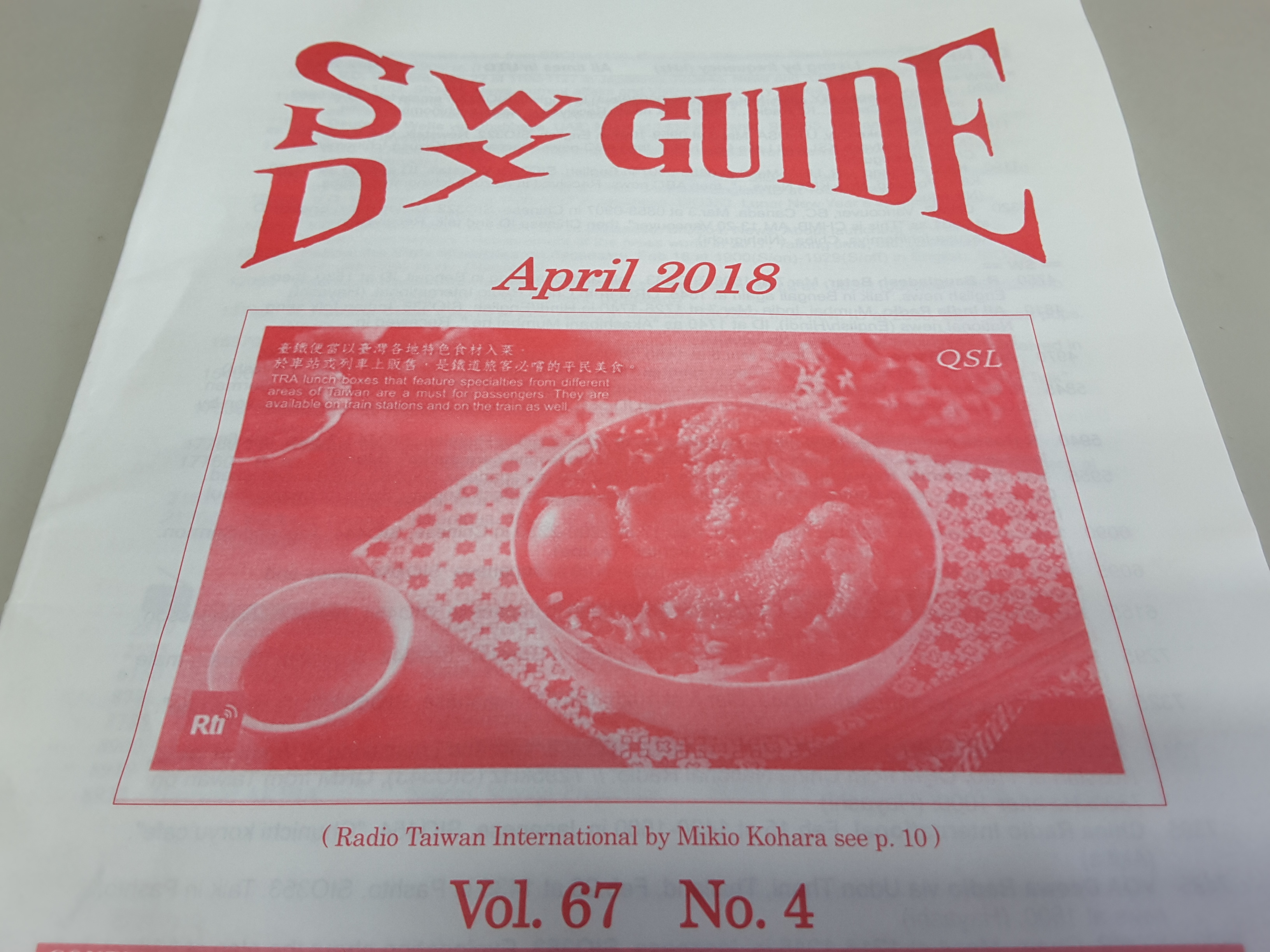 お便りありがとう（2018/04/06）SW DX GUIDE 第4号台湾国際放送のアンケートの結果を紹介