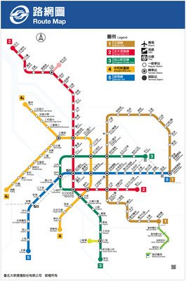 MRT松山線開通後、５路線は色で明確に表示