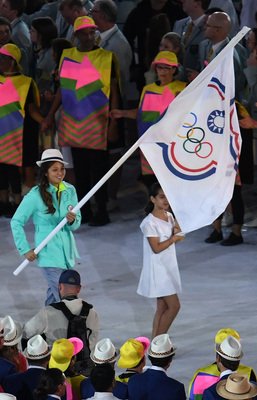 リオ五輪開幕、旗手は馬術の汪亦岫選手