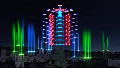 台北101の年越し花火、光とコラボ