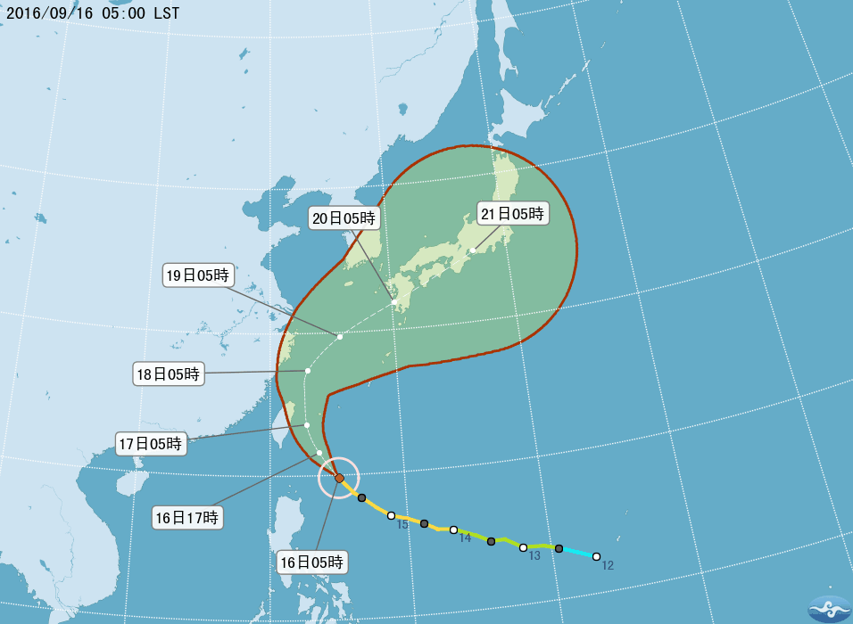 台風16号で北部も陸上警報範囲に