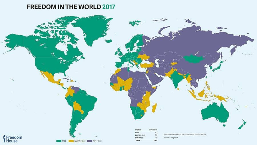 自由度レポート、台湾は最高評価