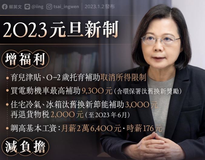 2023年の新制度がスタート　蔡・総統：政府は国民の生活に配慮する