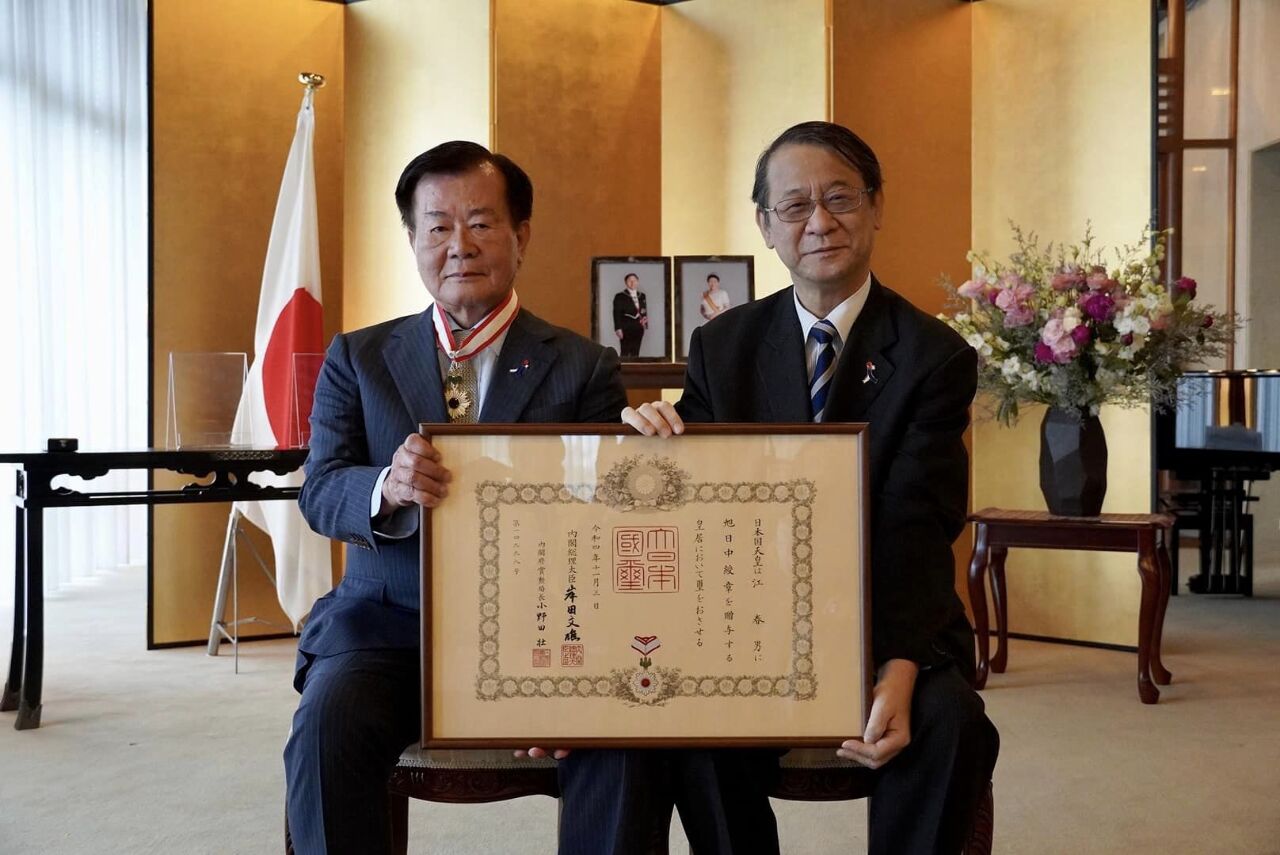 日本から旭日中綬章、中華文化総会の江春男・副会長：台日友情のさらなる深化に期待