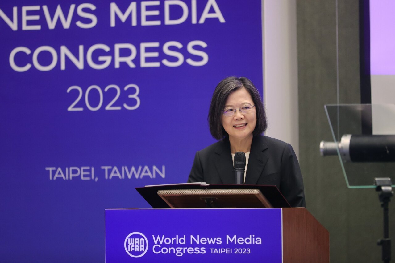 「世界ニュースメディア大会2023」が台北で開催、蔡・総統：情報環境の重要性を改めて強調