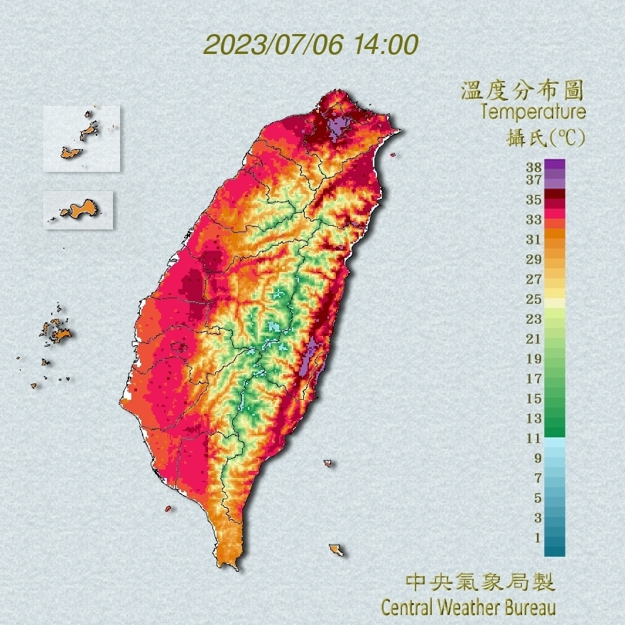 台湾が焼き芋に、猛暑日が7/9まで続く