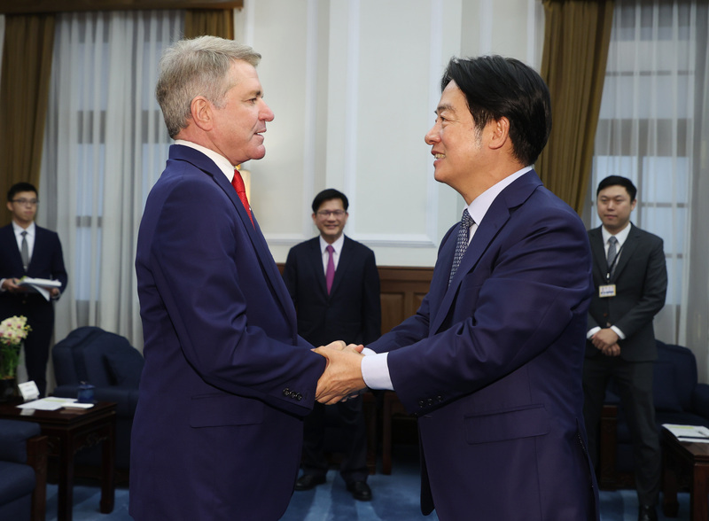頼‧総統が米議員団の表敬訪問を受ける、台湾の自衛力強化への協力に期待
