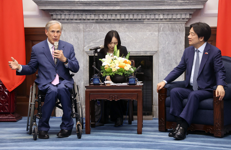 米テキサス州知事と代表団が訪台、頼・総統：台湾と同州のパートナーシップに感謝