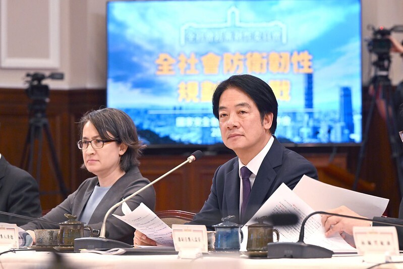 頼・総統「3つのポイント強化で、国防、国民生活、防災、民主主義の強靭性アップを」