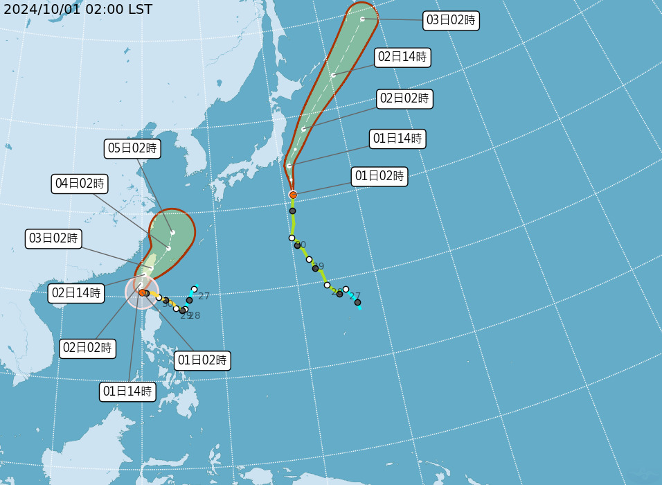台風18号は猛烈な勢力に、南部‧嘉義以南は警戒区域に