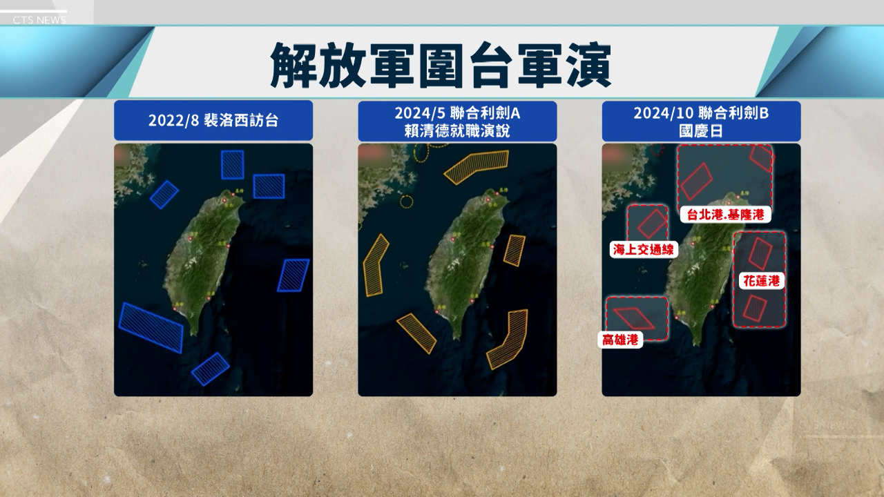 中国が台湾周辺で3度目の軍事演習、海警局の船舶が4つの港を標的