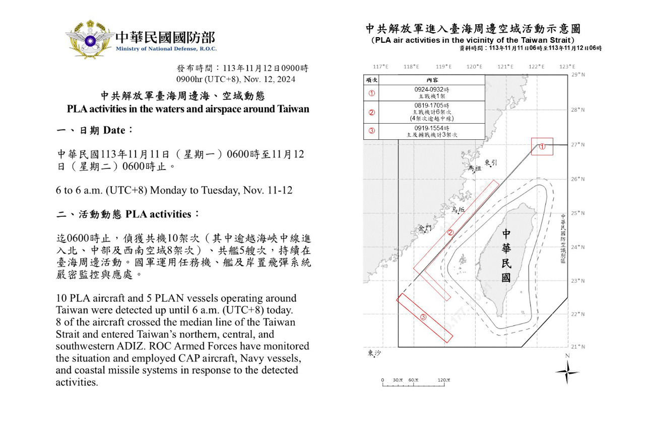中国軍が中国南東沖で実弾演習、国防部：動向を注視