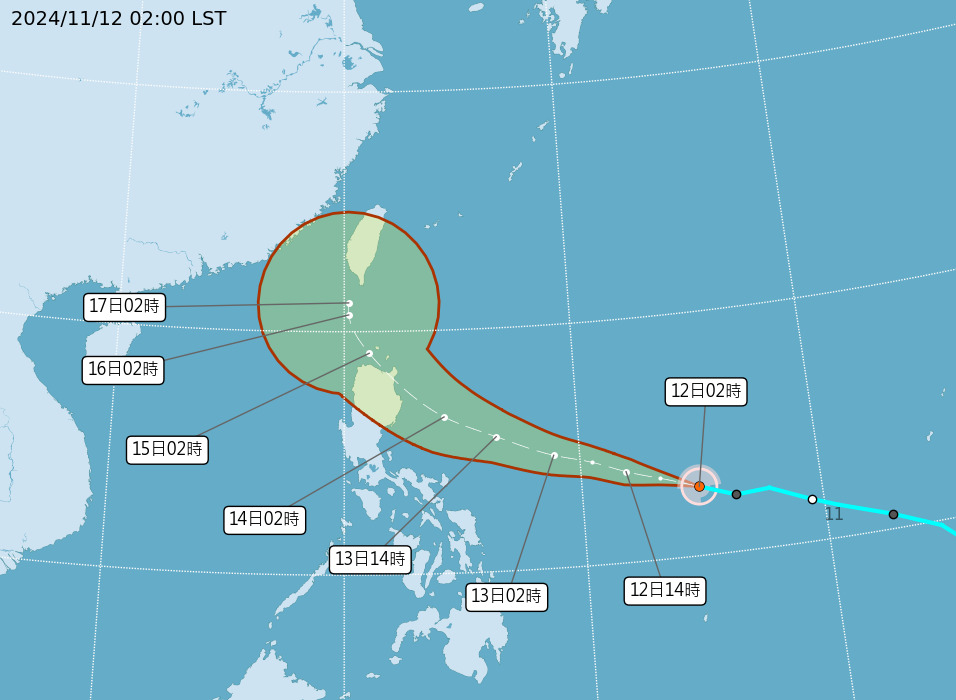 台風25号発生、11/12は風上側で雨、朝晩は冷え込む