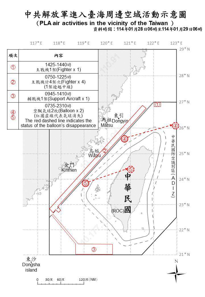 中国軍機のべ3機が台湾海峡中間線を越え侵入、春節も止まず